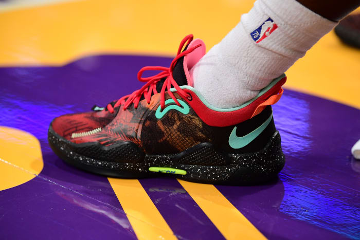 Minnesota Timberwolves guard Patrick Beverley wears the Nike PG 'Drew League'.